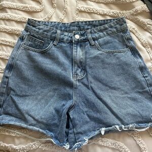 long raw hem jean shorts